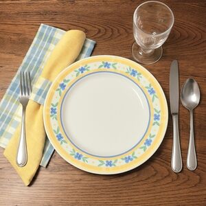 Set of 5 Park Designs Sarasota Plaid Cloth Napkins Blue Sage Yellow Cottagecore